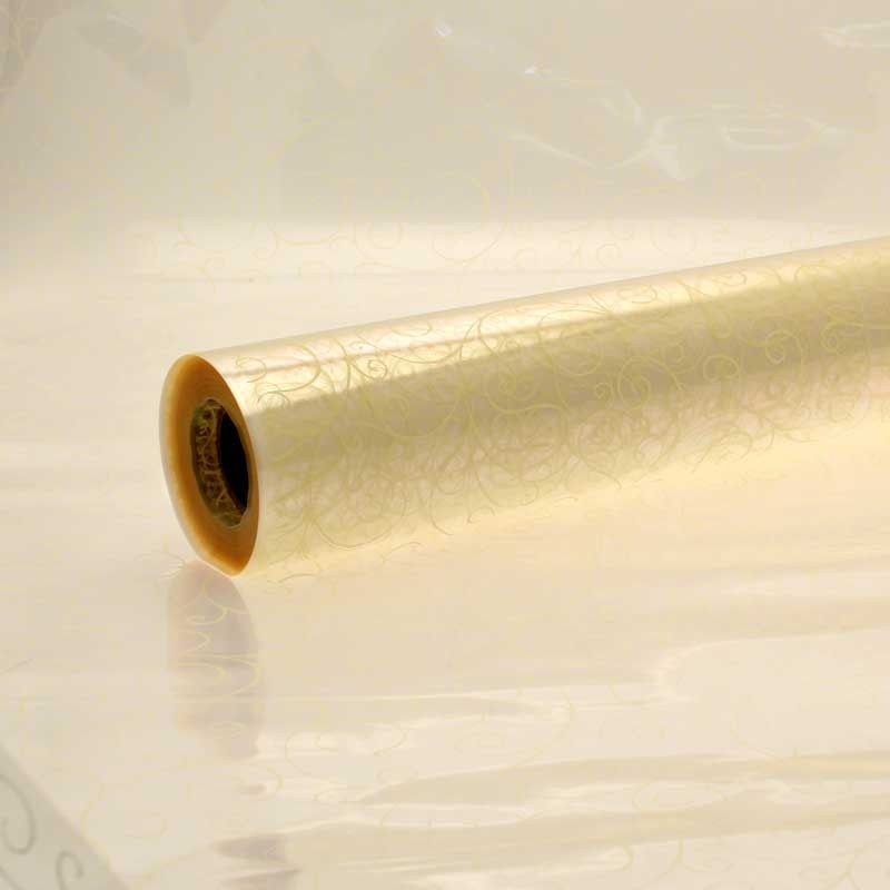 Florist Cellophane Wrap Cream Scroll 80cm x 100m www.floralsundries